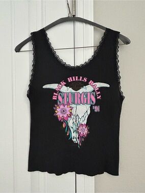 Harley-Davidson Black Lace-Trim Sturgis '91 Graphic Tank
